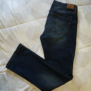 EXPRESS MID RISE DARK WASH BARLEY BOOT JEANS